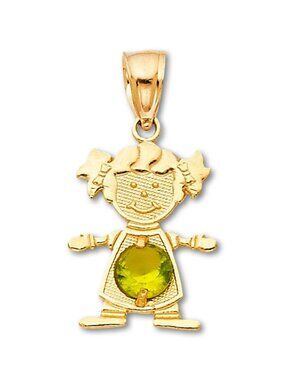 14k Solid Gold August Birthstone Girl Charm By Tehrani Jewelry